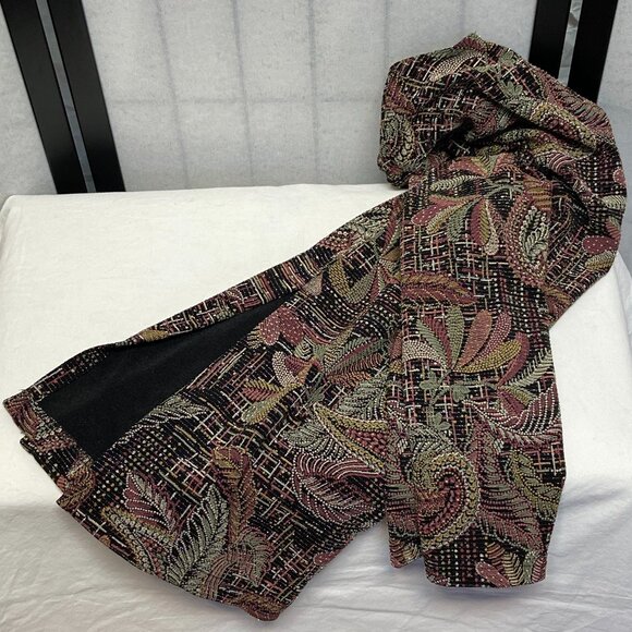 U.S. Wear Long Sleeve Paisley Metallic Side Slit Tunic Cardigan Black Tan Green - Picture 8 of 13